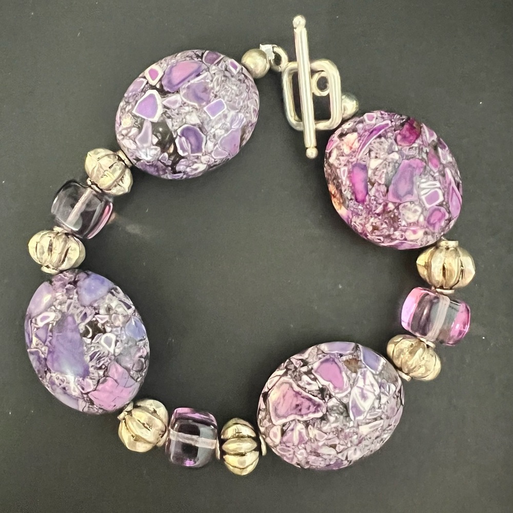 Purple and Sterling Silver Bracelet